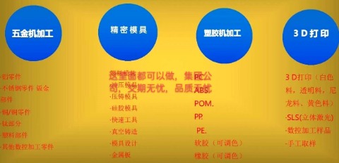 五金模具加工，塑料模具加工等